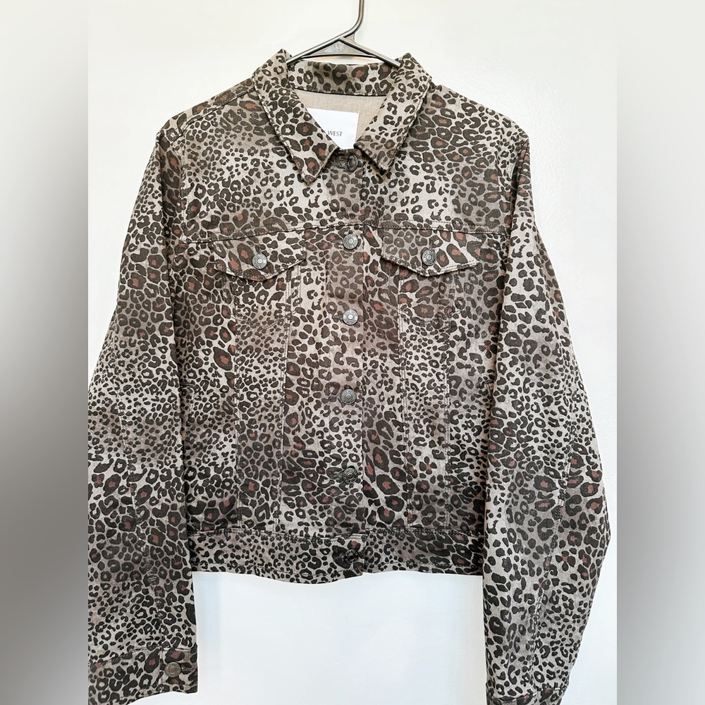 Nine West Leopard Print Jean Jacket in Brown and Tan